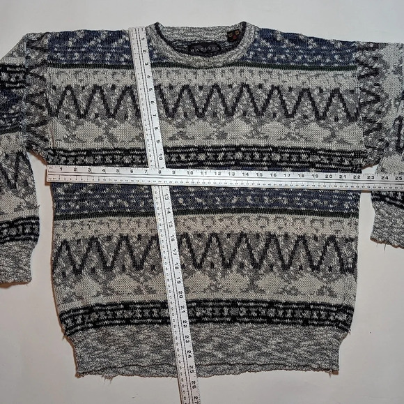 Vintage Madison Crew Neck Knit Zigzag Pattern Sweater Mens Large Unisex - Picture 3 of 8